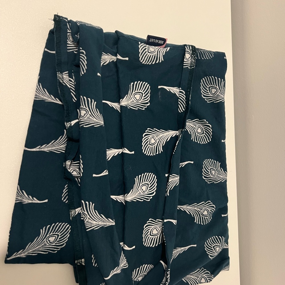 Bebe au Lait Navy Blue cover up Scarf with White Feather Pattern